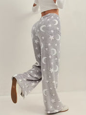 Zachte fleece lounge broek met print – Luna