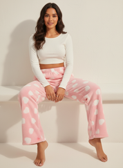 Zachte fleece lounge broek met print – Luna