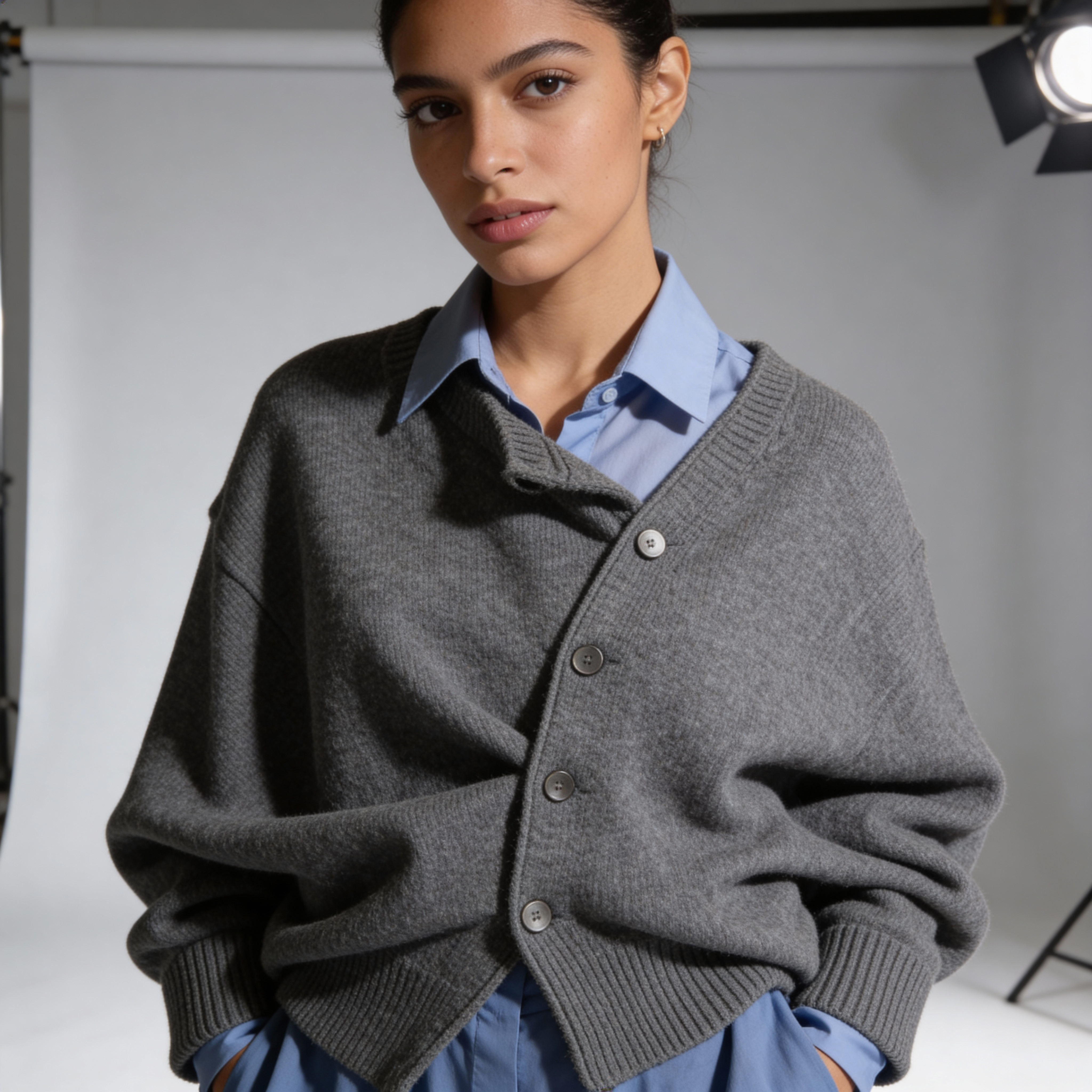 Zachte gebreide damescardigan