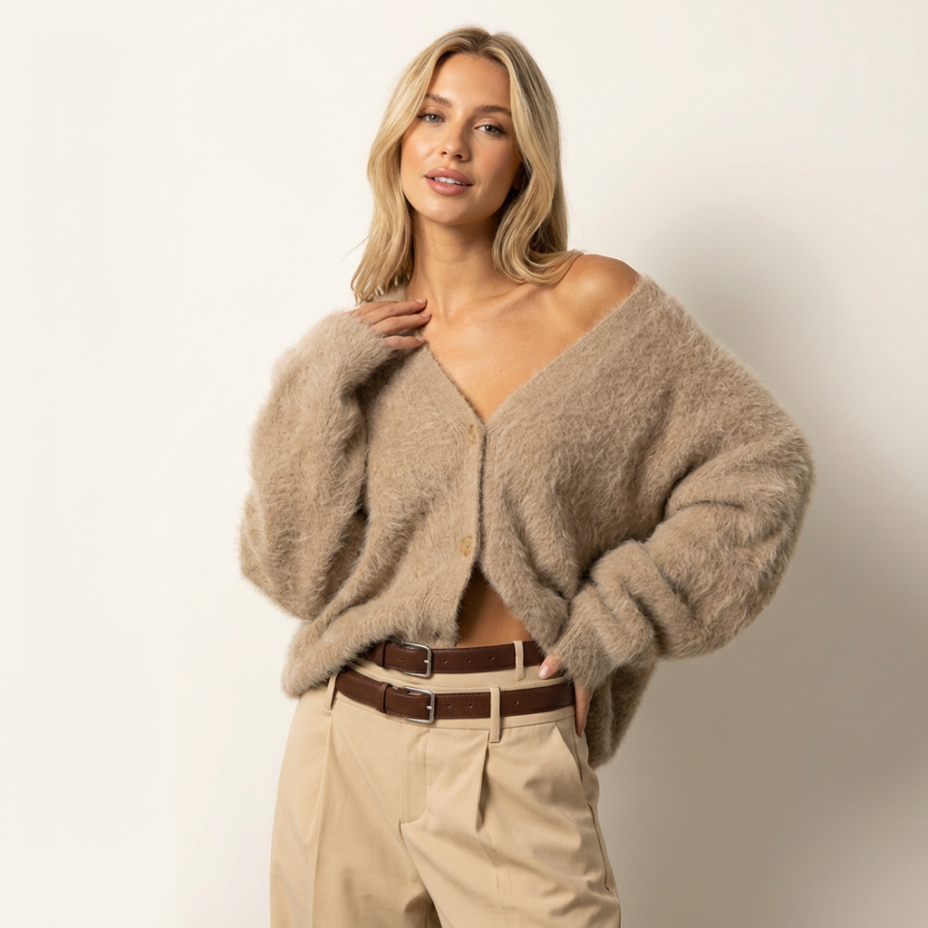 Zachte gebreide dames cardigan met knoopsluiting