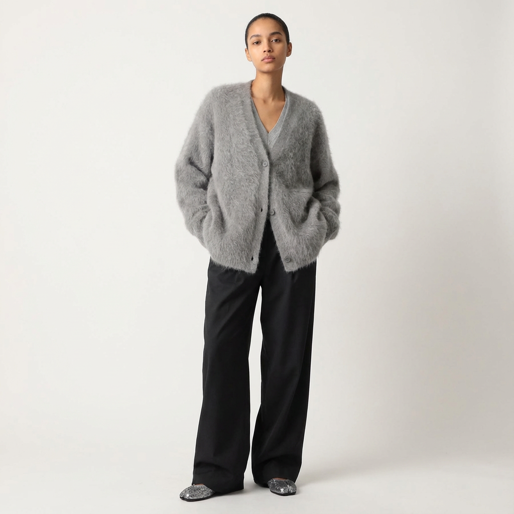 Zachte gebreide dames cardigan met knoopsluiting