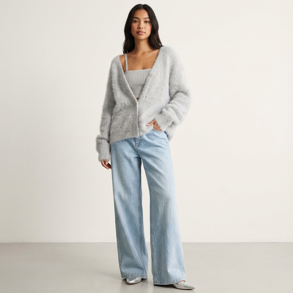 Zachte gebreide dames cardigan met knoopsluiting