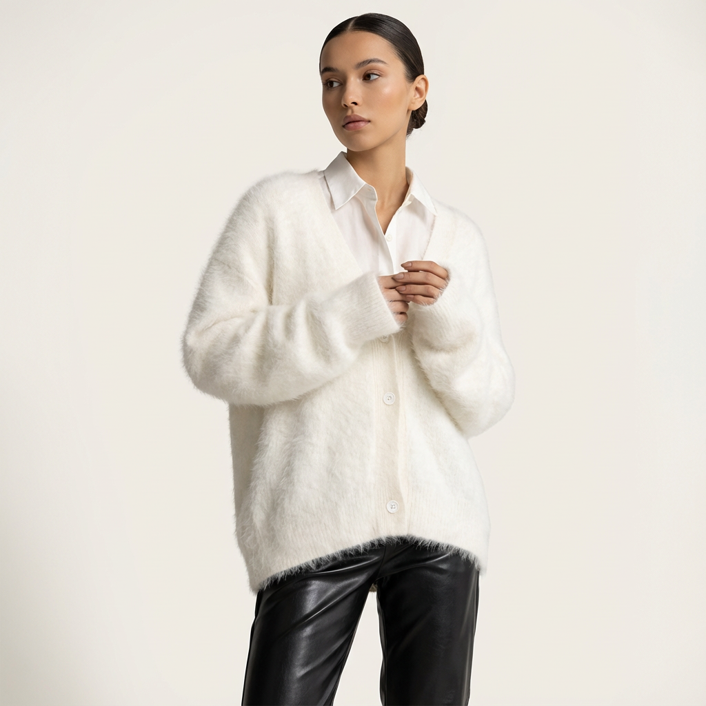 Zachte gebreide dames cardigan met knoopsluiting