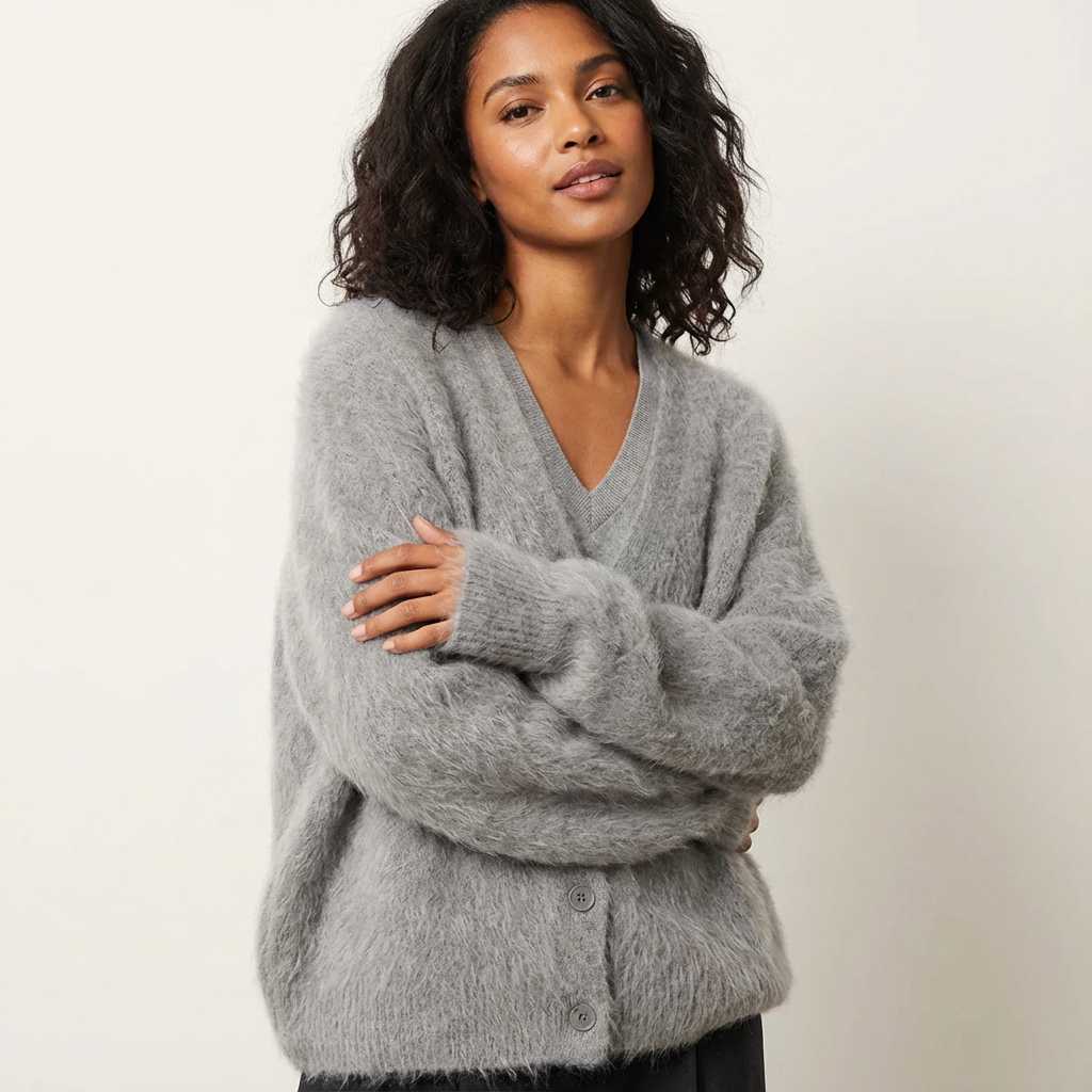 Zachte gebreide dames cardigan met knoopsluiting