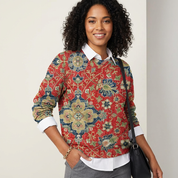 Zachte gebreide damespullover met bloemendessin