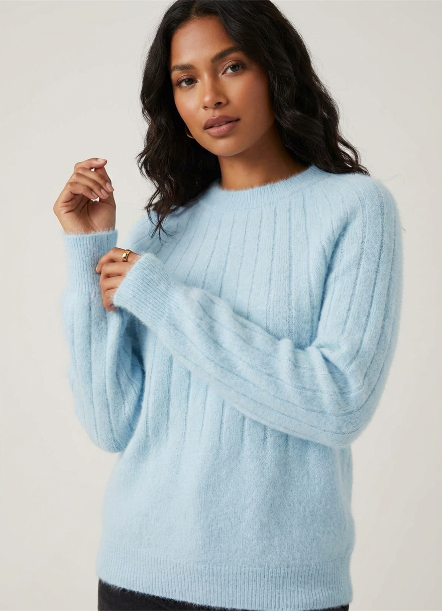 Zachte gebreide dames pullover met fluffy textuur