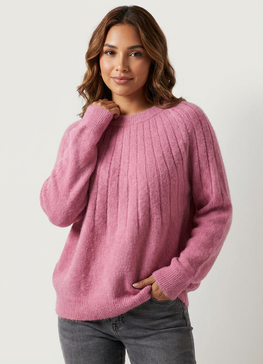 Zachte gebreide dames pullover met fluffy textuur