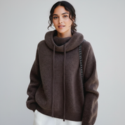 Zachte gebreide hoodie met col en relaxte pasvorm