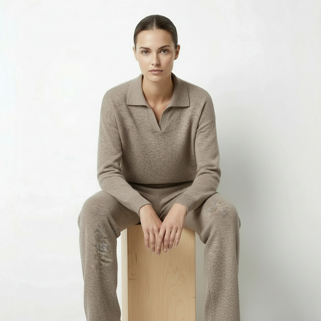 Zachte gebreide tweedelige dames loungewear set