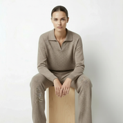 Zachte gebreide tweedelige dames loungewear set