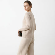 Zachte gebreide tweedelige dames loungewear set