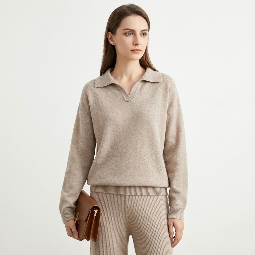 Zachte gebreide tweedelige dames loungewear set