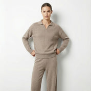 Zachte gebreide tweedelige dames loungewear set