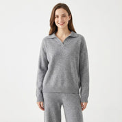 Zachte gebreide tweedelige dames loungewear set