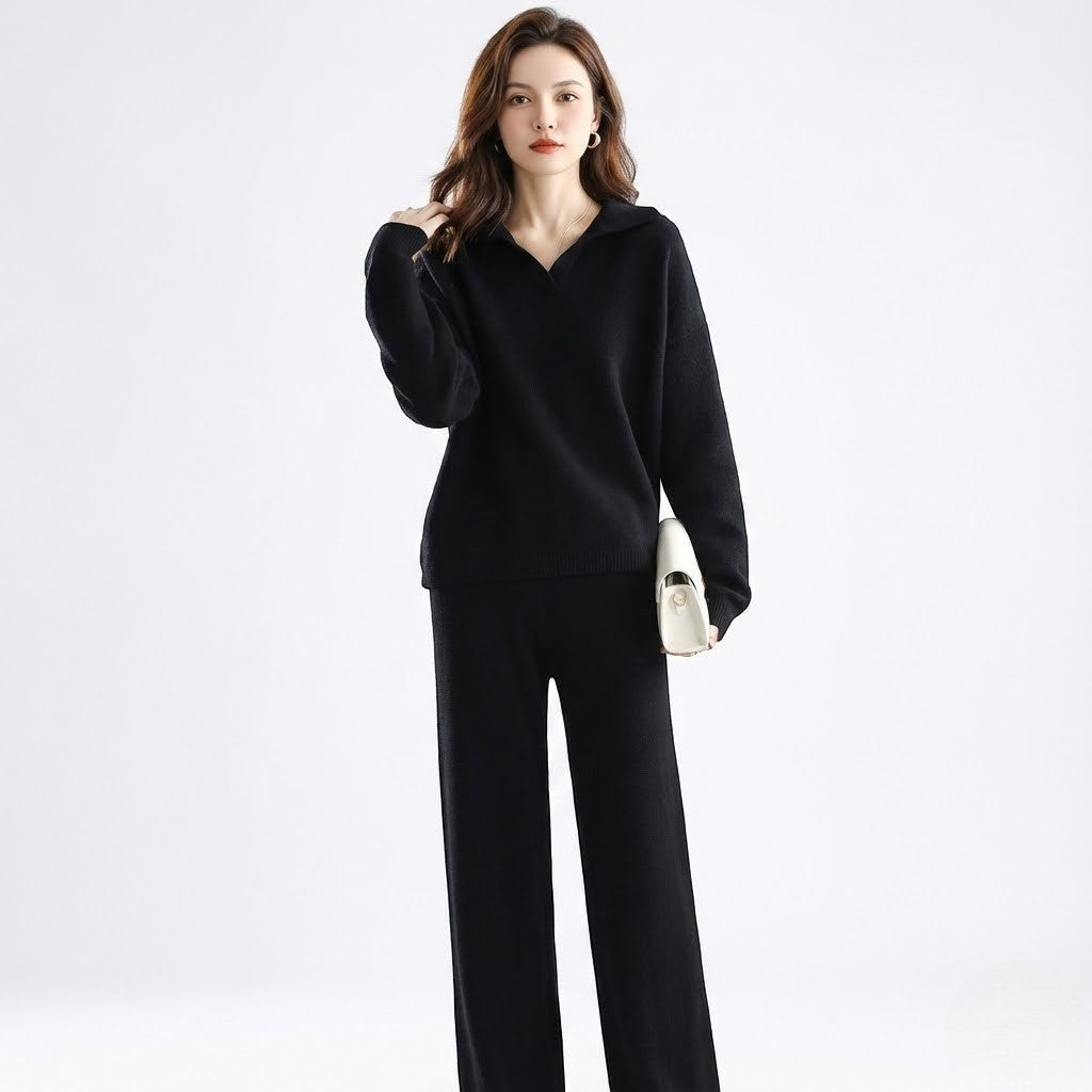 Zachte gebreide tweedelige dames loungewear set