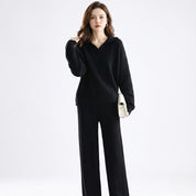 Zachte gebreide tweedelige dames loungewear set