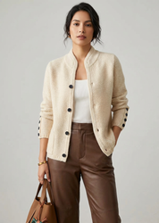 Zachte gestructureerde damescardigan met knopen