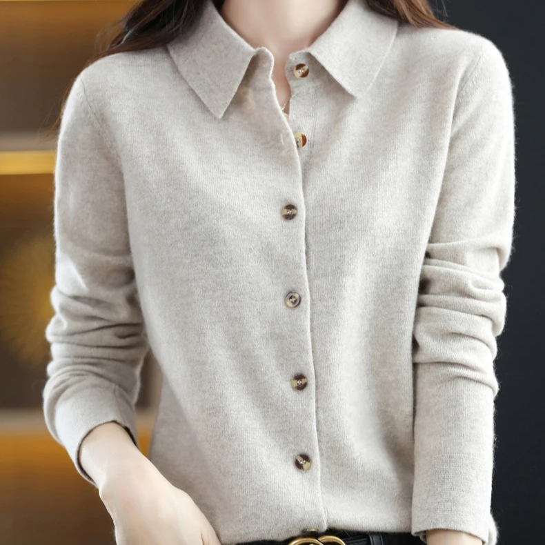 Zachte knit dames top met kraag – Grace