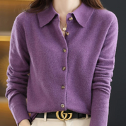 Zachte knit dames top met kraag – Grace