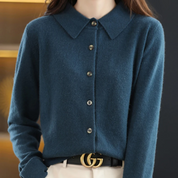 Zachte knit dames top met kraag – Grace