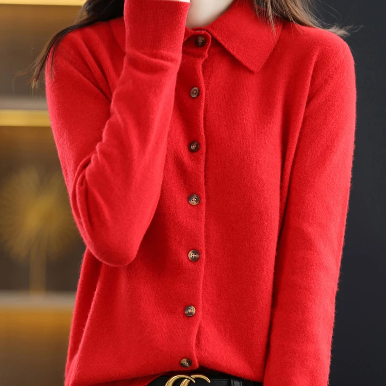 Zachte knit dames top met kraag – Grace