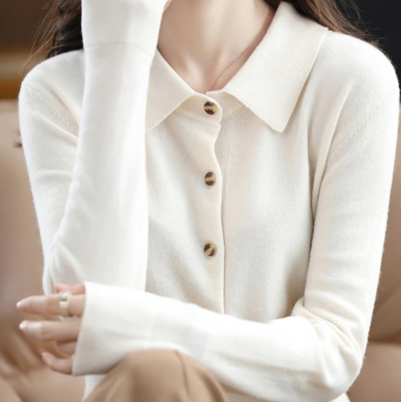 Zachte knit dames top met kraag – Grace