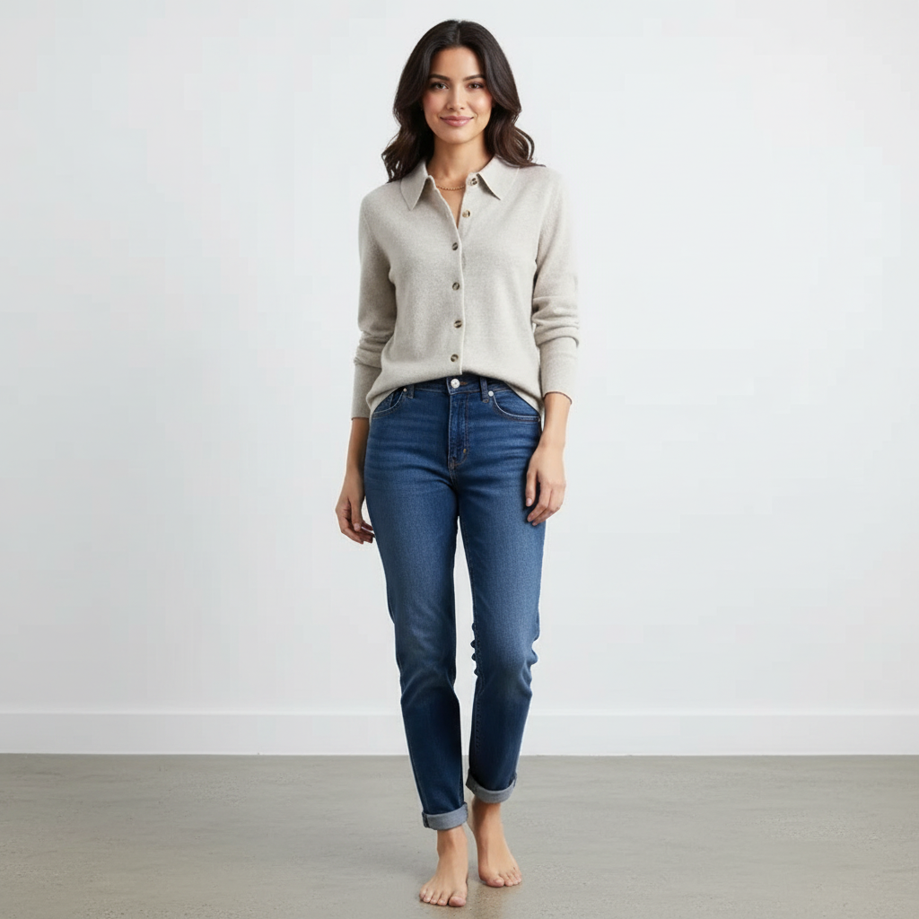 Zachte knit dames top met kraag – Grace