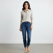 Zachte knit dames top met kraag – Grace