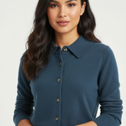 Zachte knit dames top met kraag – Grace