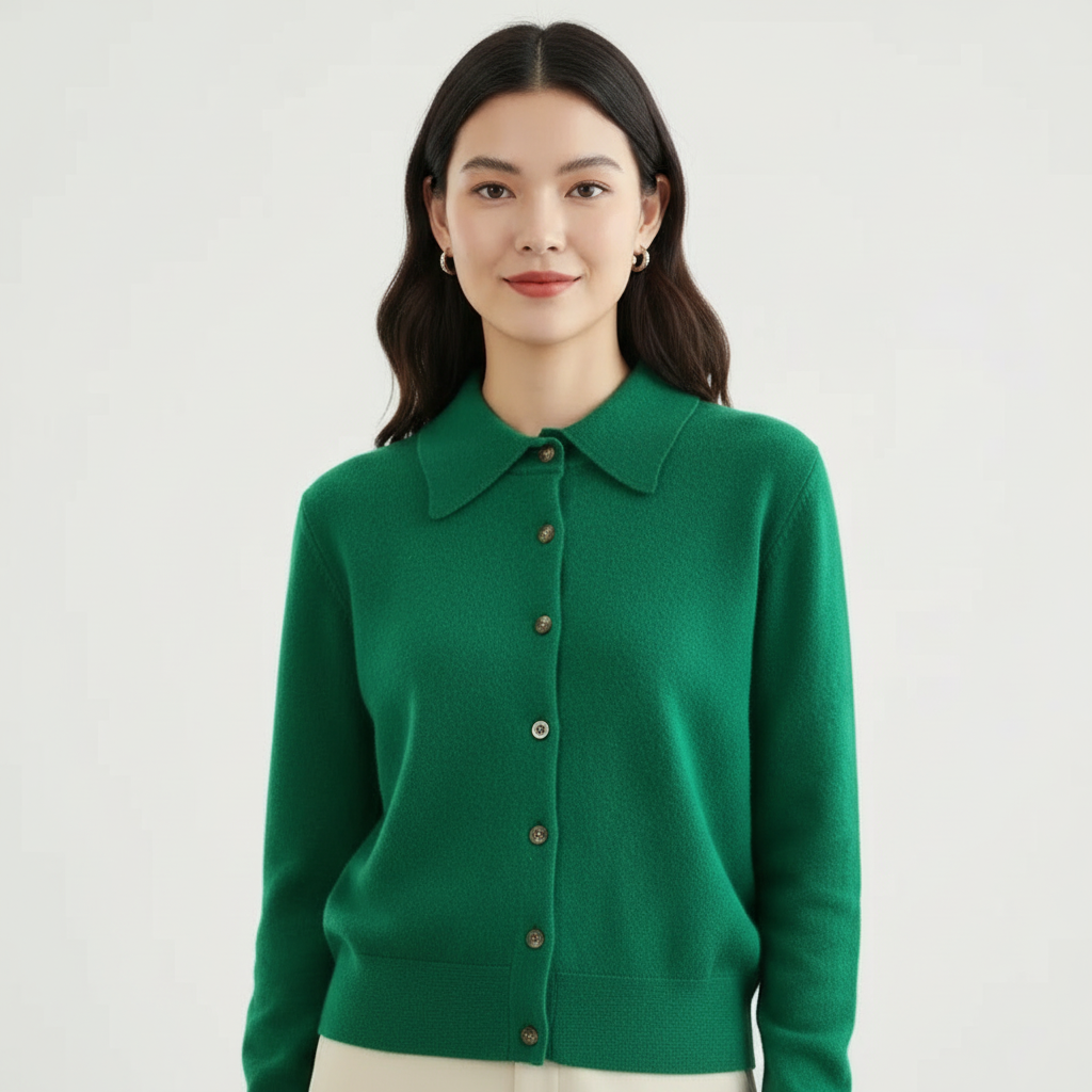 Zachte knit dames top met kraag – Grace