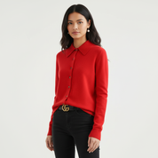 Zachte knit dames top met kraag – Grace