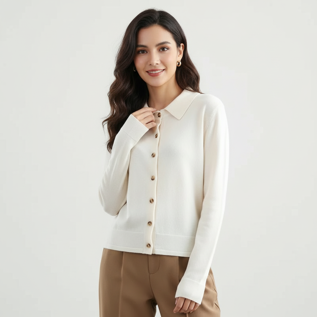 Zachte knit dames top met kraag – Grace