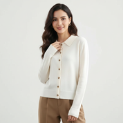 Zachte knit dames top met kraag – Grace