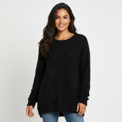 Zachte lange dames trui met fluffy textuur - Maëlys