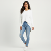 Zachte lange dames trui met fluffy textuur - Maëlys