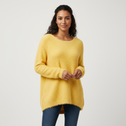 Zachte lange dames trui met fluffy textuur - Maëlys