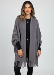 Zachte openvallende damescardigan met franjes