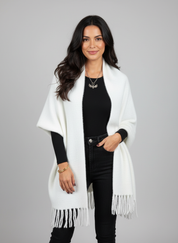 Zachte openvallende damescardigan met franjes