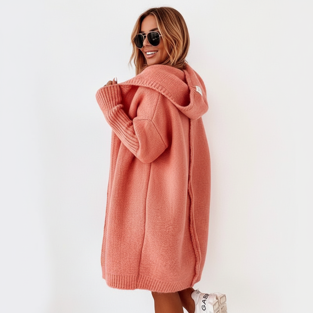 Zachte oversized damescardigan met capuchon