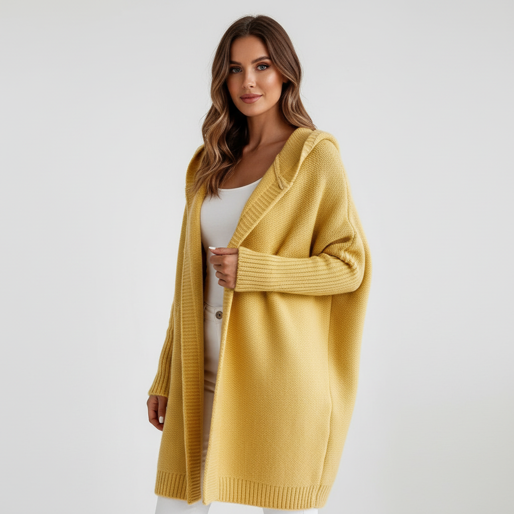 Zachte oversized damescardigan met capuchon