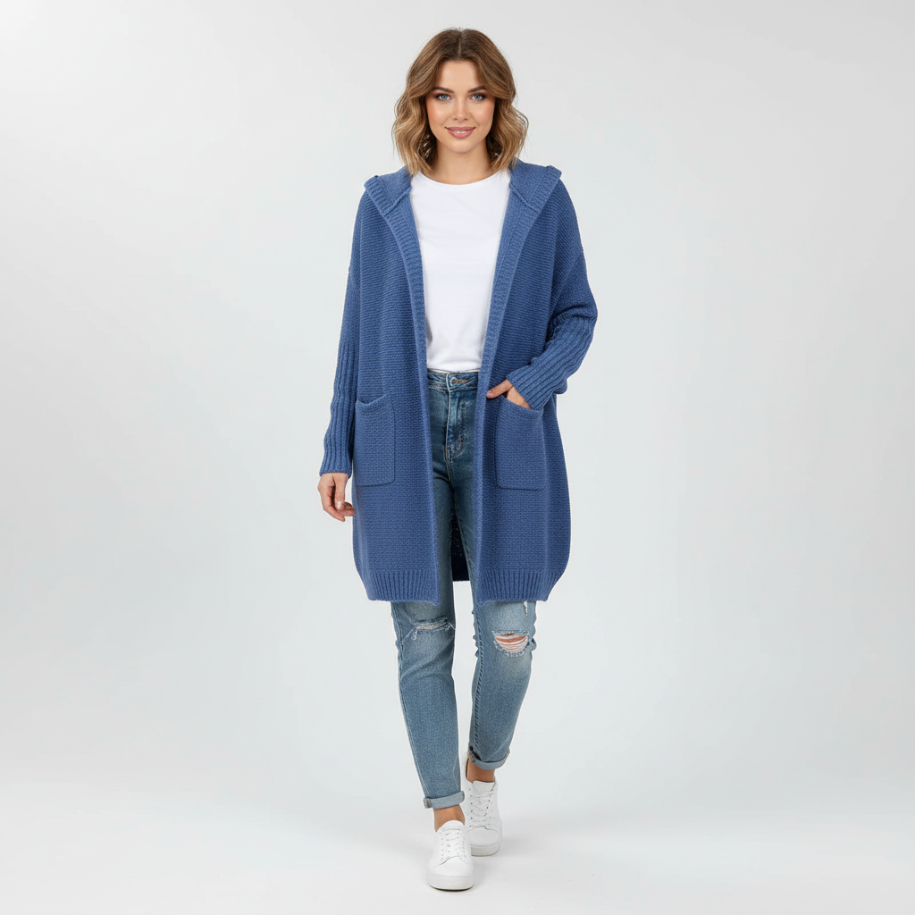 Zachte oversized damescardigan met capuchon