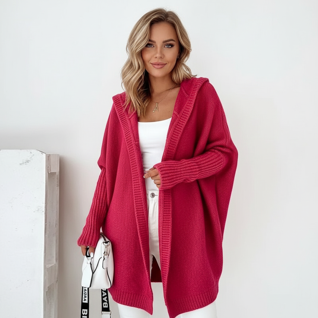 Zachte oversized damescardigan met capuchon