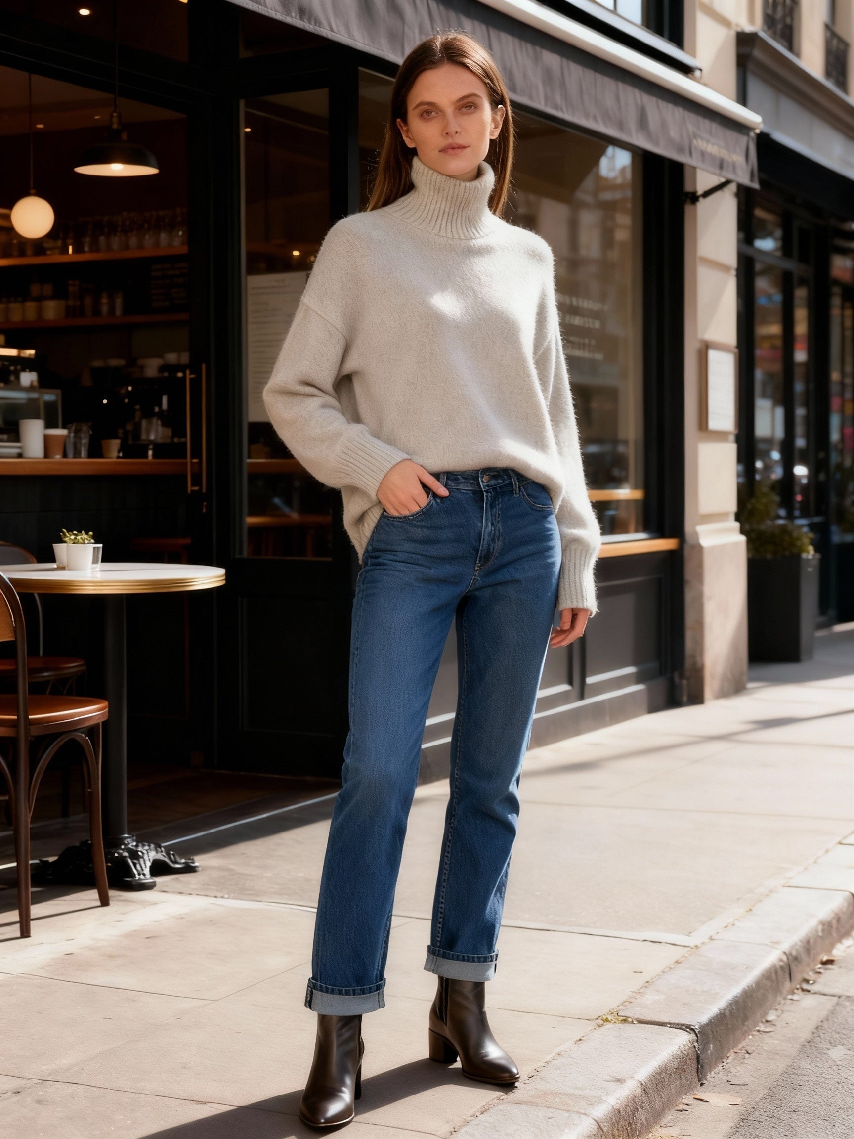 Zachte oversized damestrui met warme colkraag