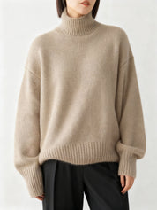 Zachte oversized damestrui met warme colkraag