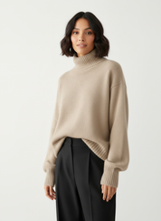 Zachte oversized damestrui met warme colkraag