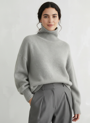 Zachte oversized damestrui met warme colkraag