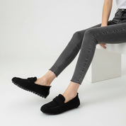 Zachte pluche damespantoffels met antislip zool