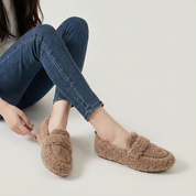 Zachte pluche damespantoffels met antislip zool