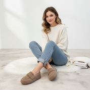 Zachte pluche damespantoffels met antislip zool