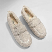 Zachte pluche damespantoffels met antislip zool
